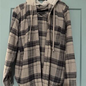 Love Tree Pink and Black Hooded Shirt/Jacket, lightweight material